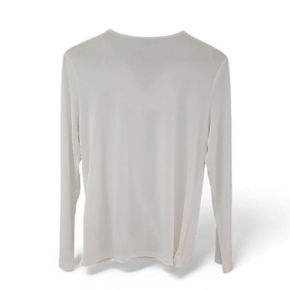 Tahari White Draped V Neck Blouse Women’s M Minimalist Workwear Top NWT - Picture 3 of 15